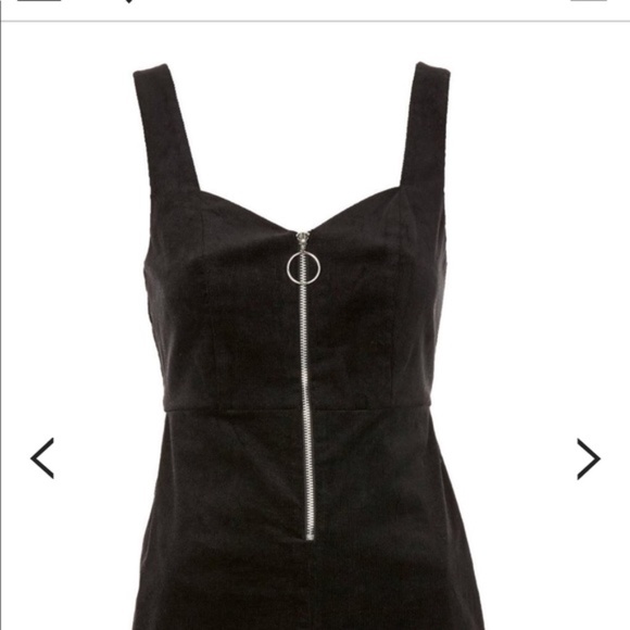 TOPSHOP: Black Corduroy Dress with Front Zipper - Picture 3 of 5